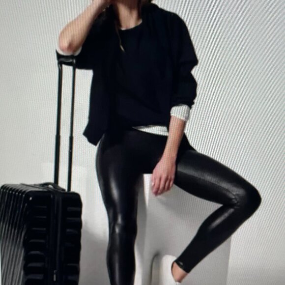 Spanx Faux Leather Leggings Black Pants Womens Medium
